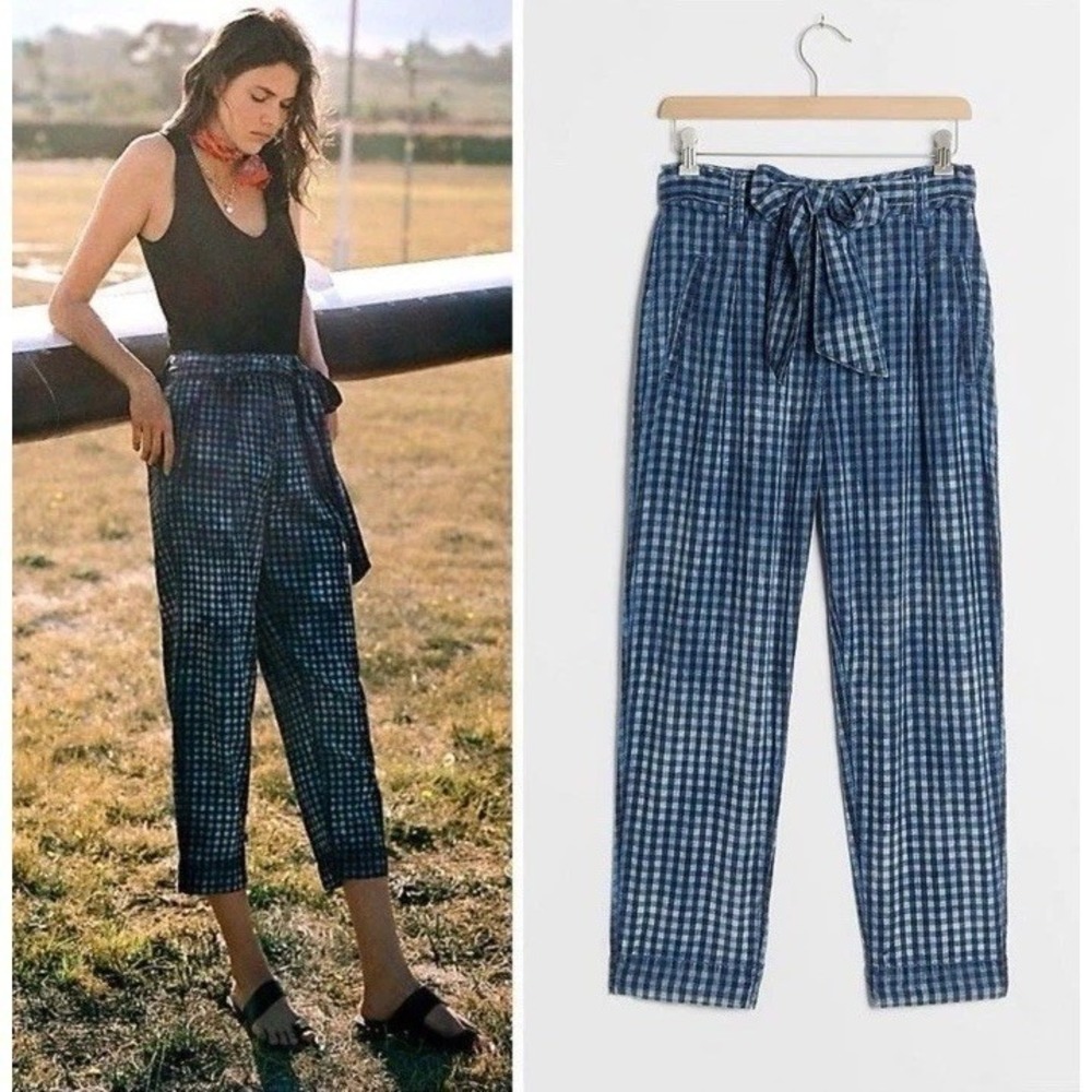 Anthropologie Navy Maeve Avryl Bleached Slim Pants Size US 8| UK 12